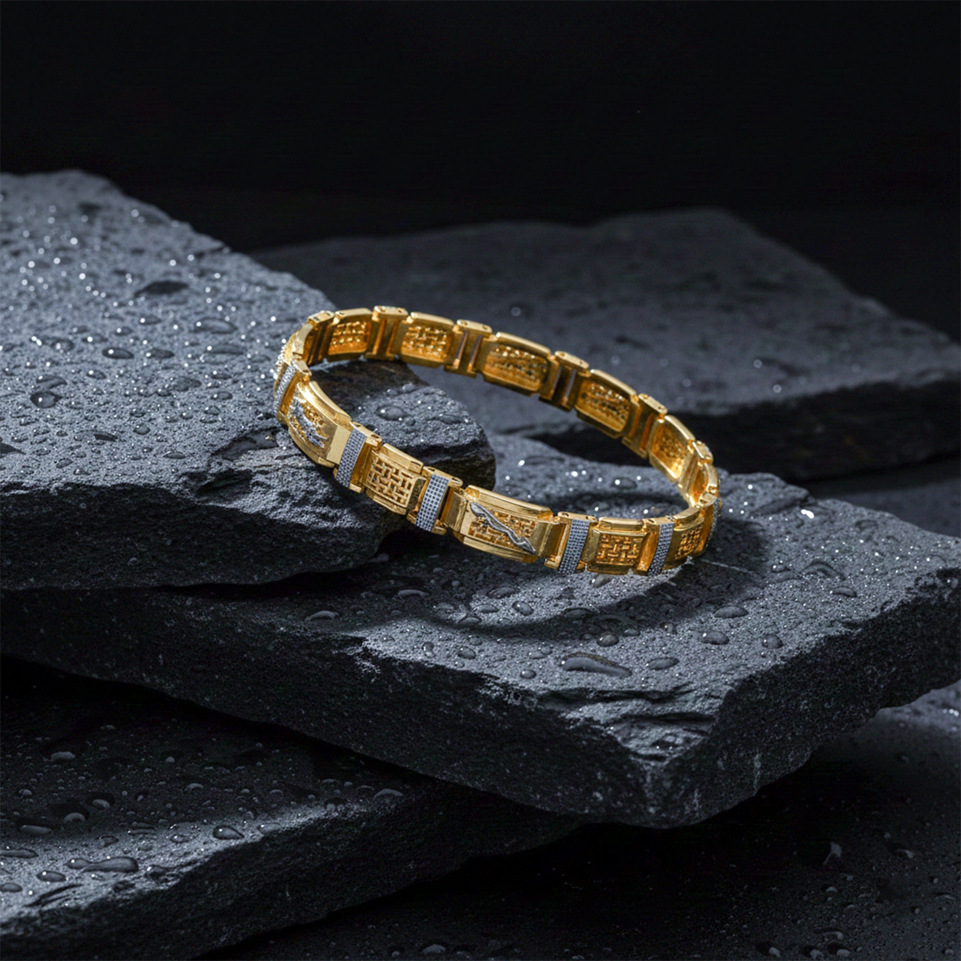 Men’s Two-Tone Textured Link Bracelet GMB -3
