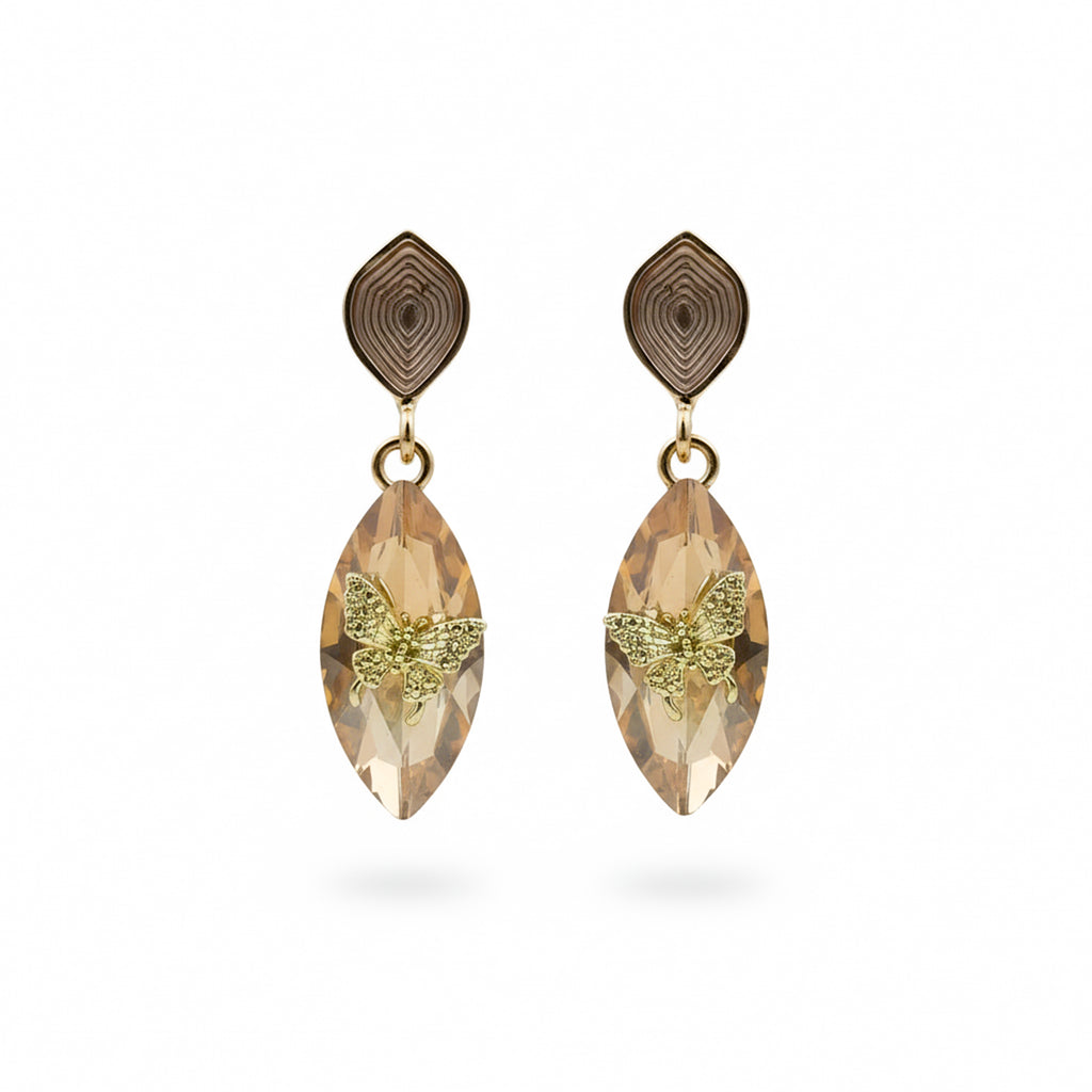 Butterfly Crystal Drop Earrings GWE -217