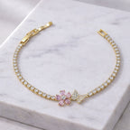 Pink Blossom Butterfly Tennis Bracelet GWB -93