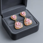 Pink Floral Stone Earrings GWE -248