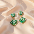 Emerald Bloom Dual Drop Earrings GWE -240