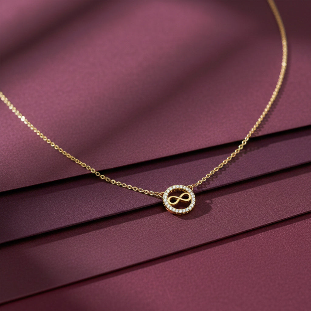 Golden Infinity Halo Charm Necklace GWN -50
