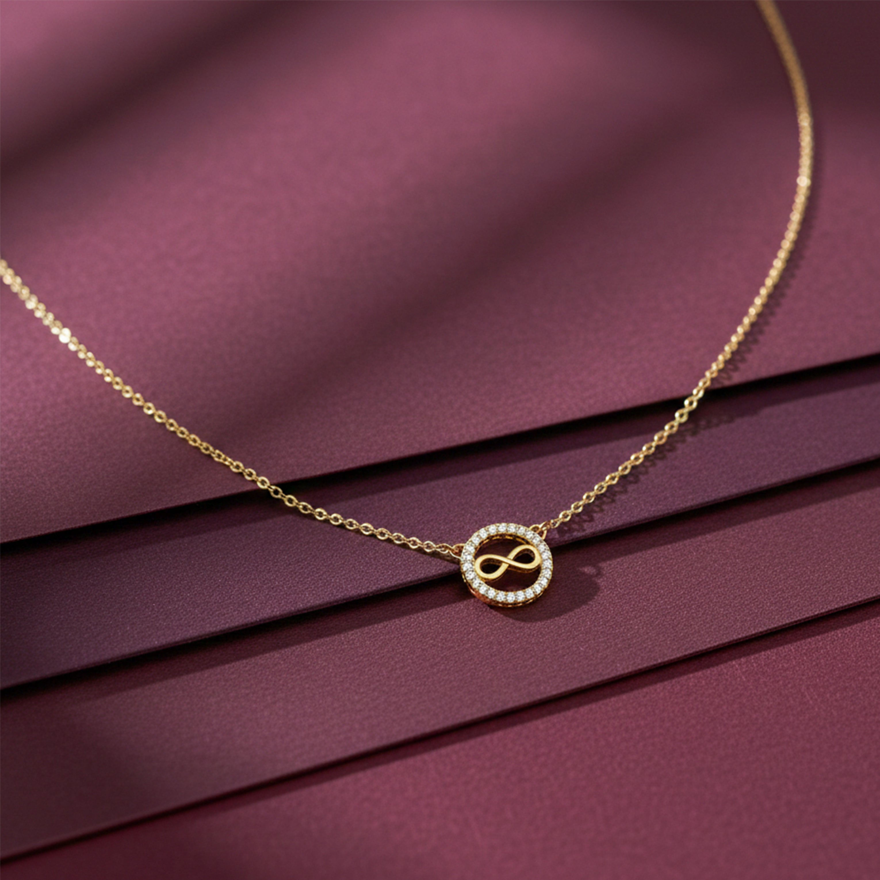 Golden Infinity Halo Charm Necklace GWN -50