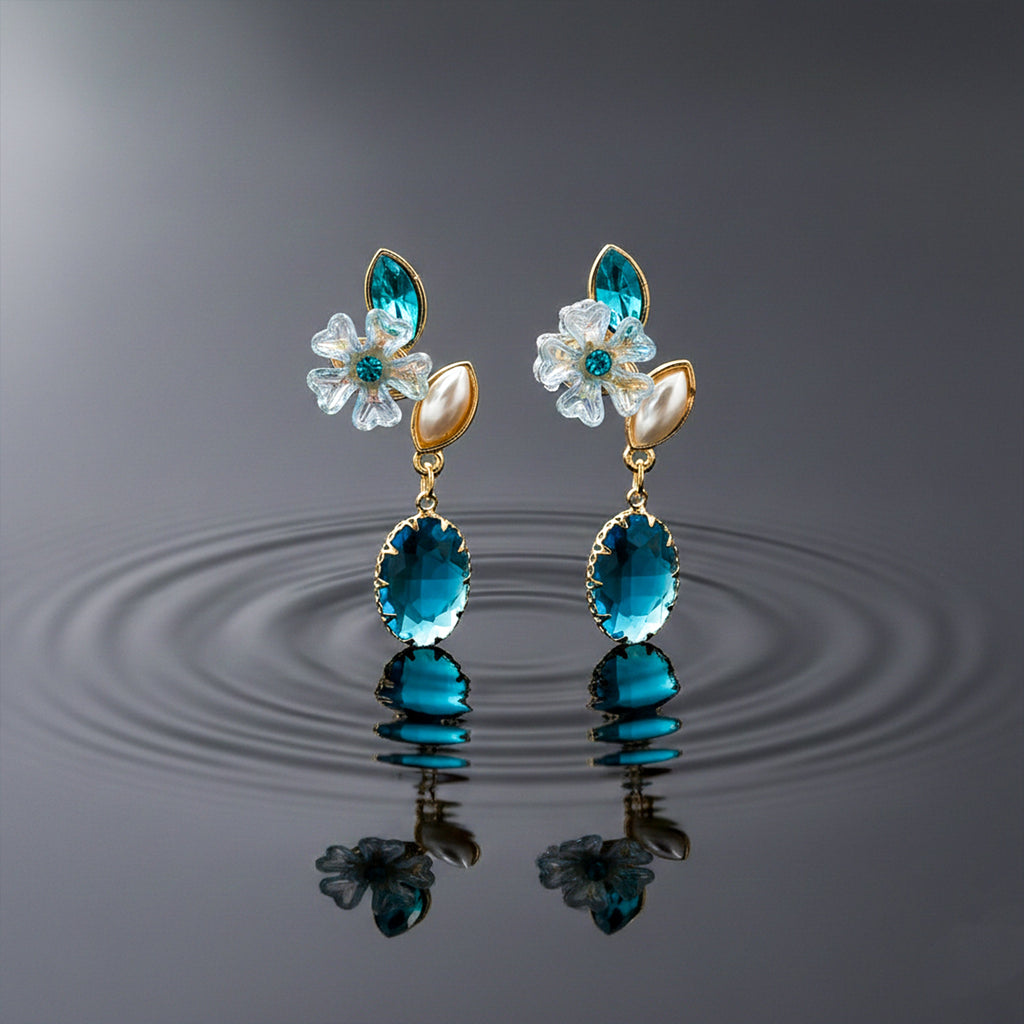 Aqua Blossom Earrings GWE -239