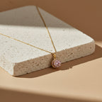 Pink Halo Round Pendant Necklace GWN -84