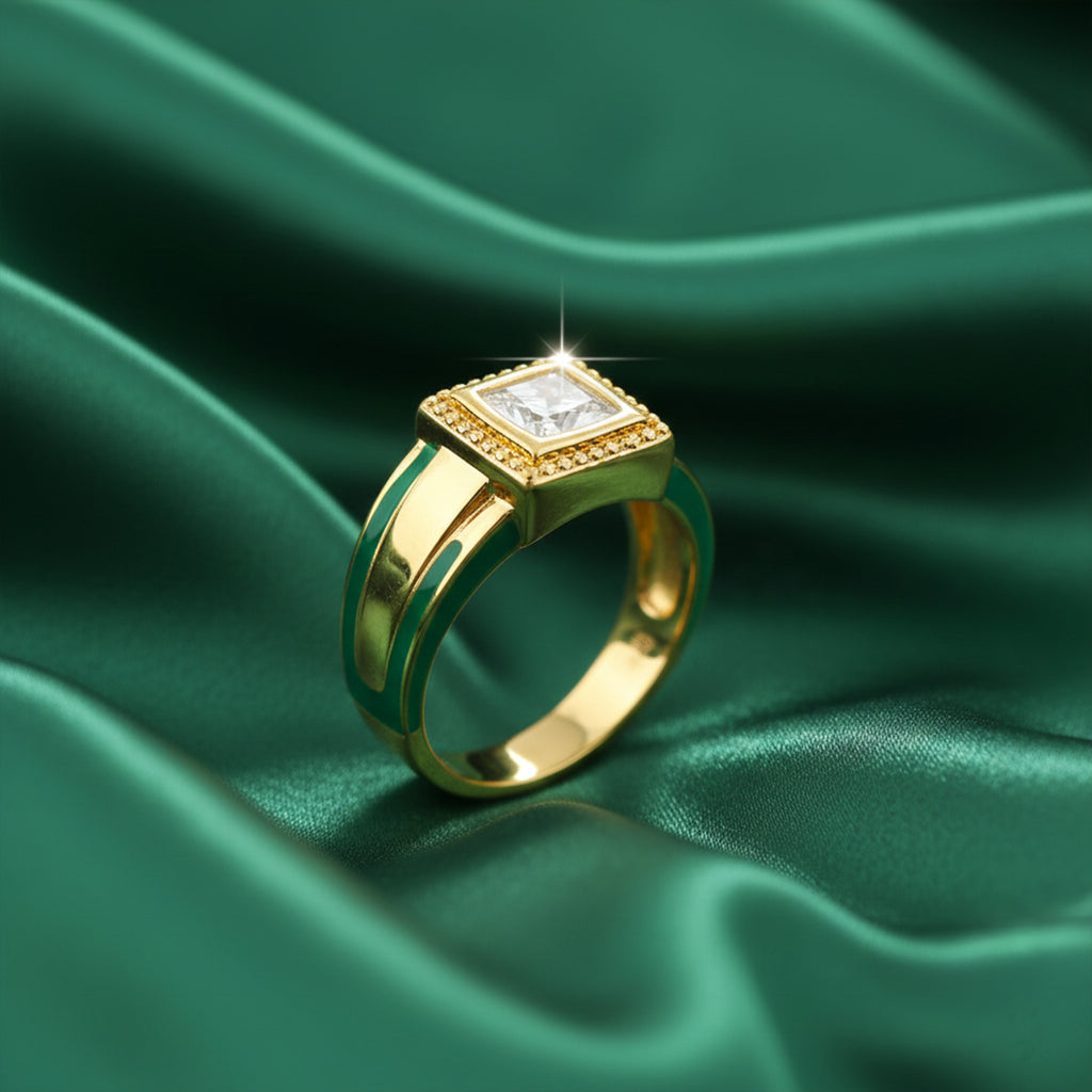 Men’s Gold-Tone Square Stone Ring GMR -24