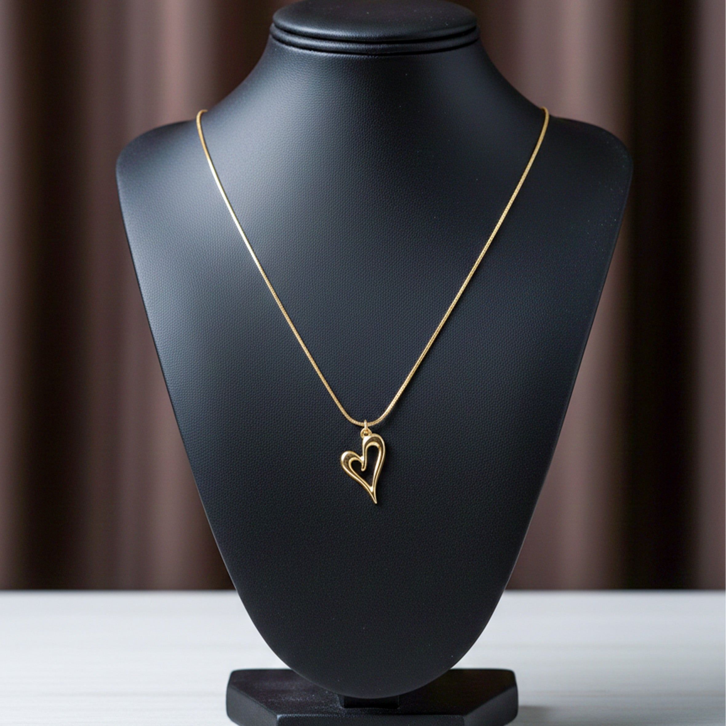 Golden Open Heart Charm Necklace GWN -62