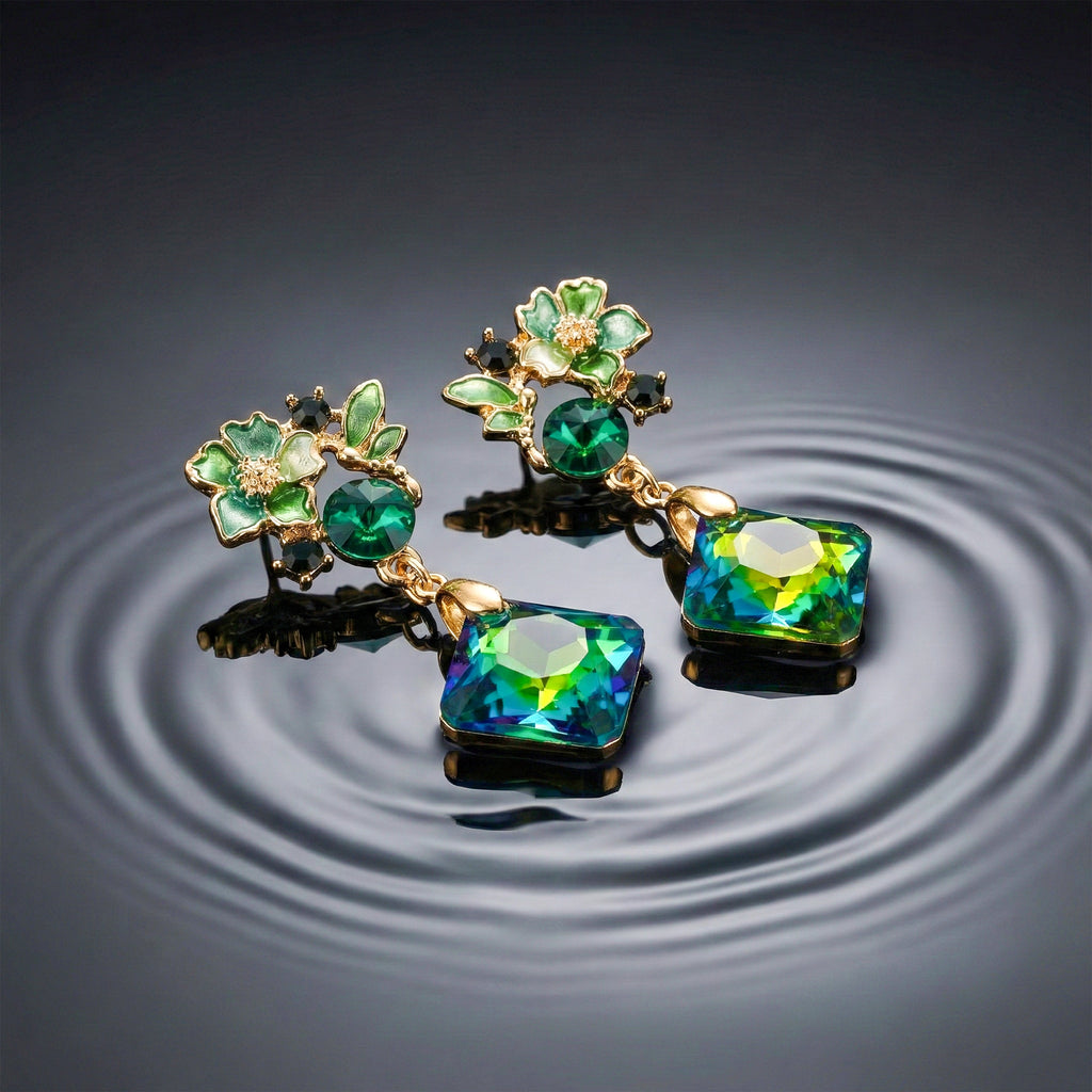 Green Floral Earrings GWE -203