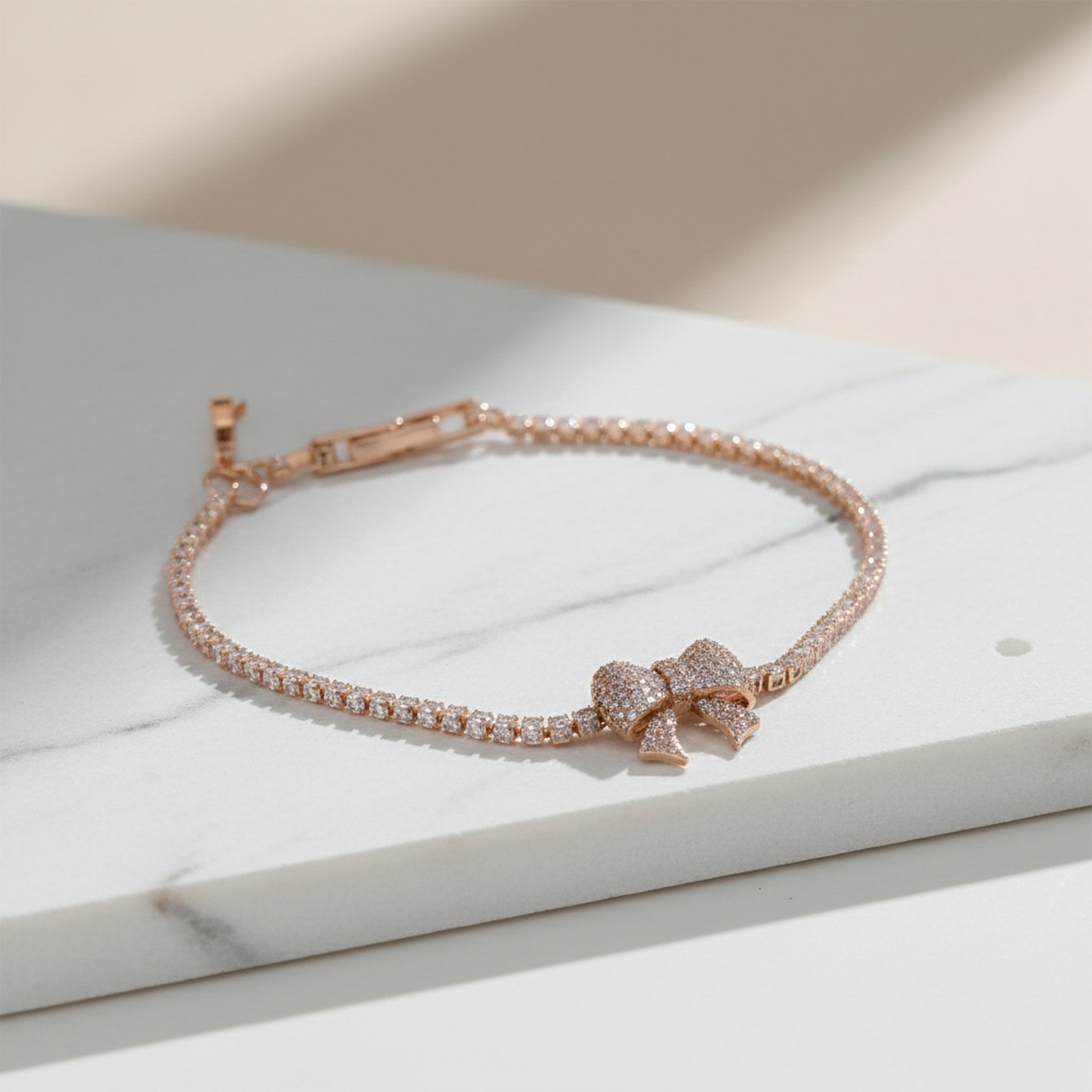 Rose Gold Bowknot Tennis Bracelet GWB -91