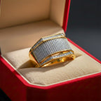 Men’s Gold-Tone Silver Textured Ring GMR -13