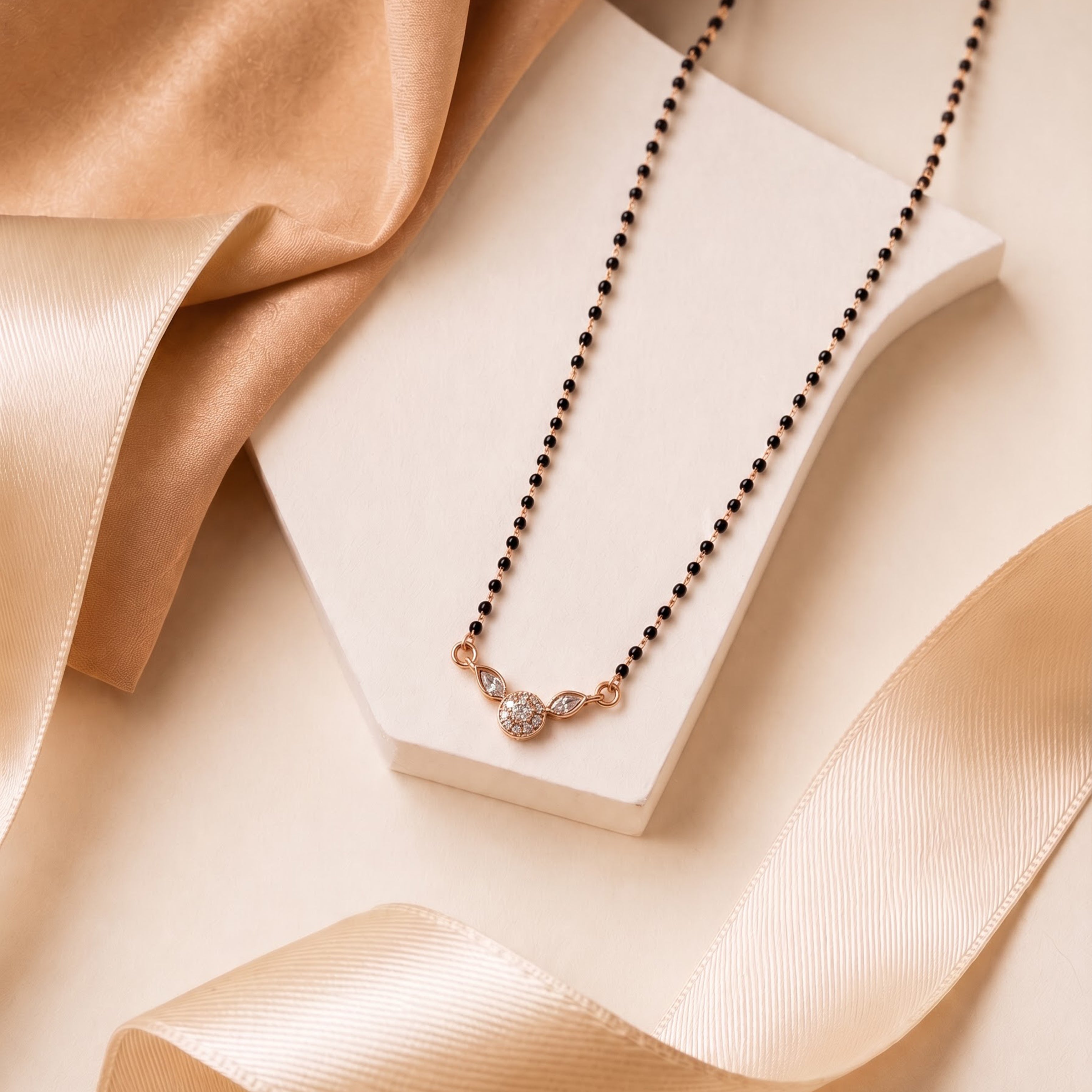 Rose Gold Floral Stone Mangalsutra GM -58