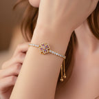 Gold Floral Adjustable Tennis Bracelet GWB -109