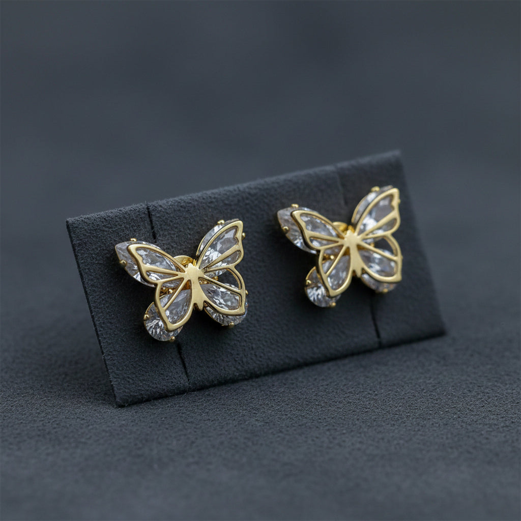 Elegant Butterfly Crystal Stud Earrings GWE -130