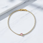 Pink Heart Tennis Bracelet GWB -98