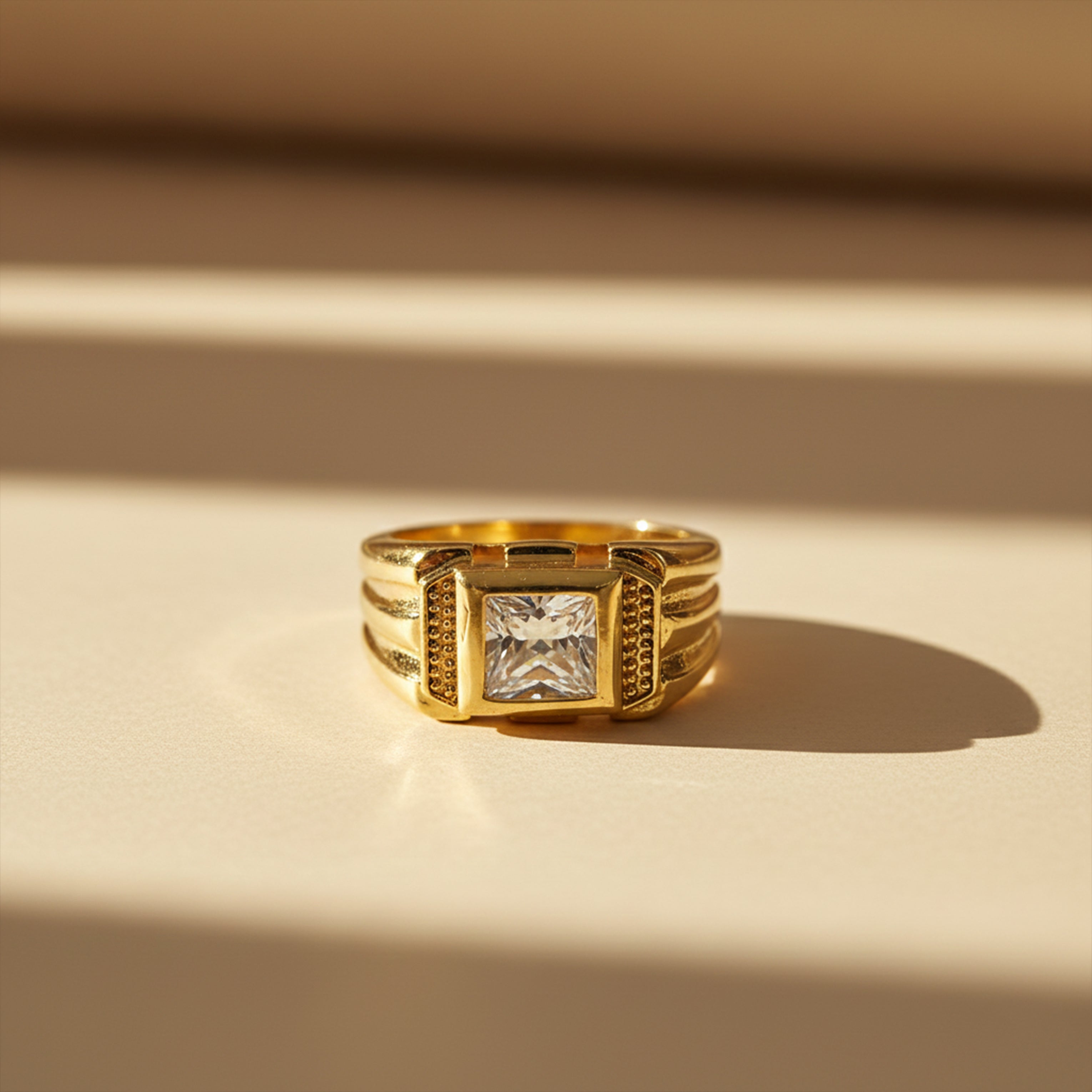 Men’s Gold-Tone Clear Stone Ring GMR -23