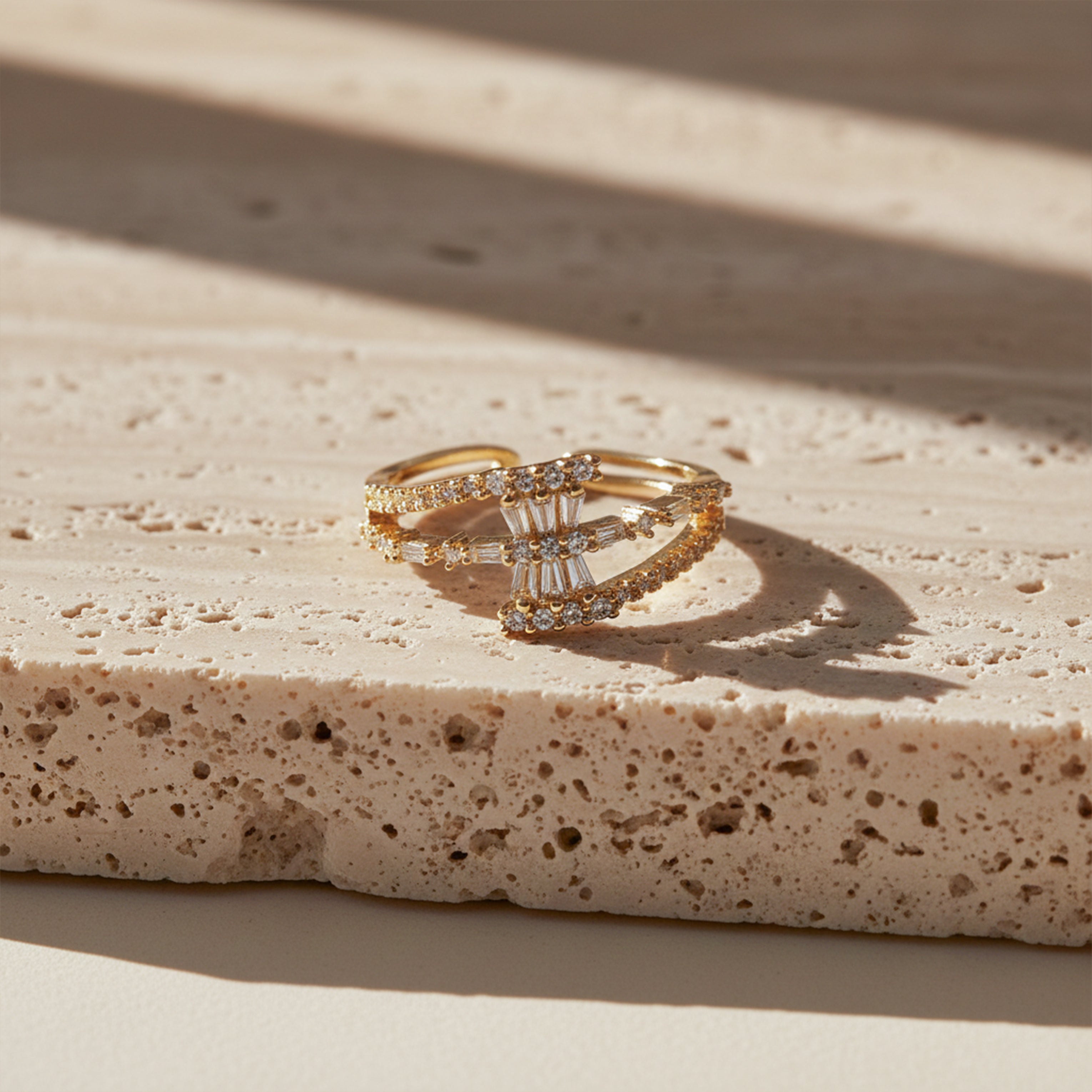 Golden Starburst Adjustable Ring GWR -82