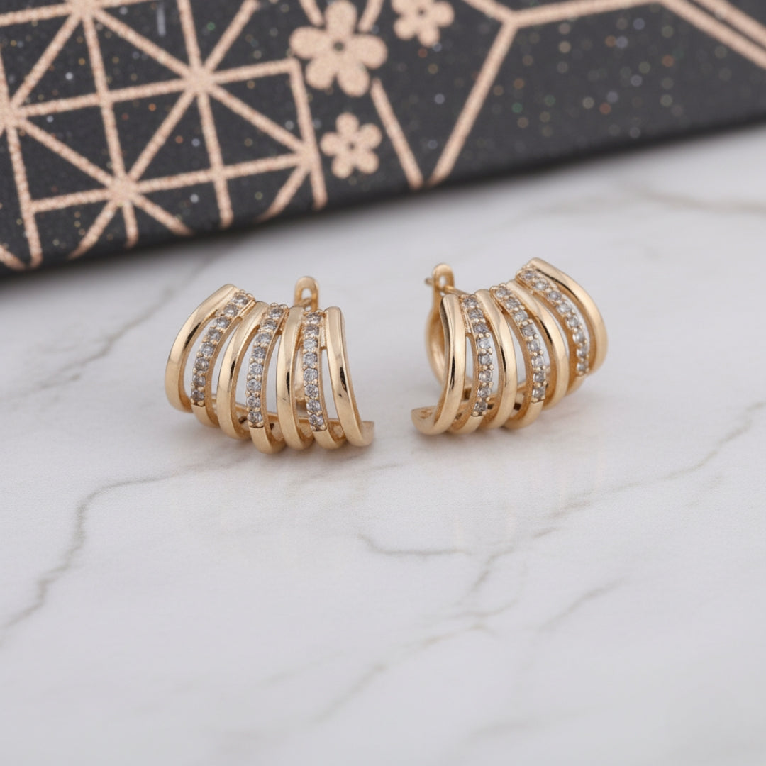 Golden Wave Studs Earring GWE -6