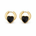 Midnight Heart Gold Hoop Earrings GWE -66