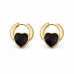 Midnight Heart Gold Hoop Earrings GWE -66