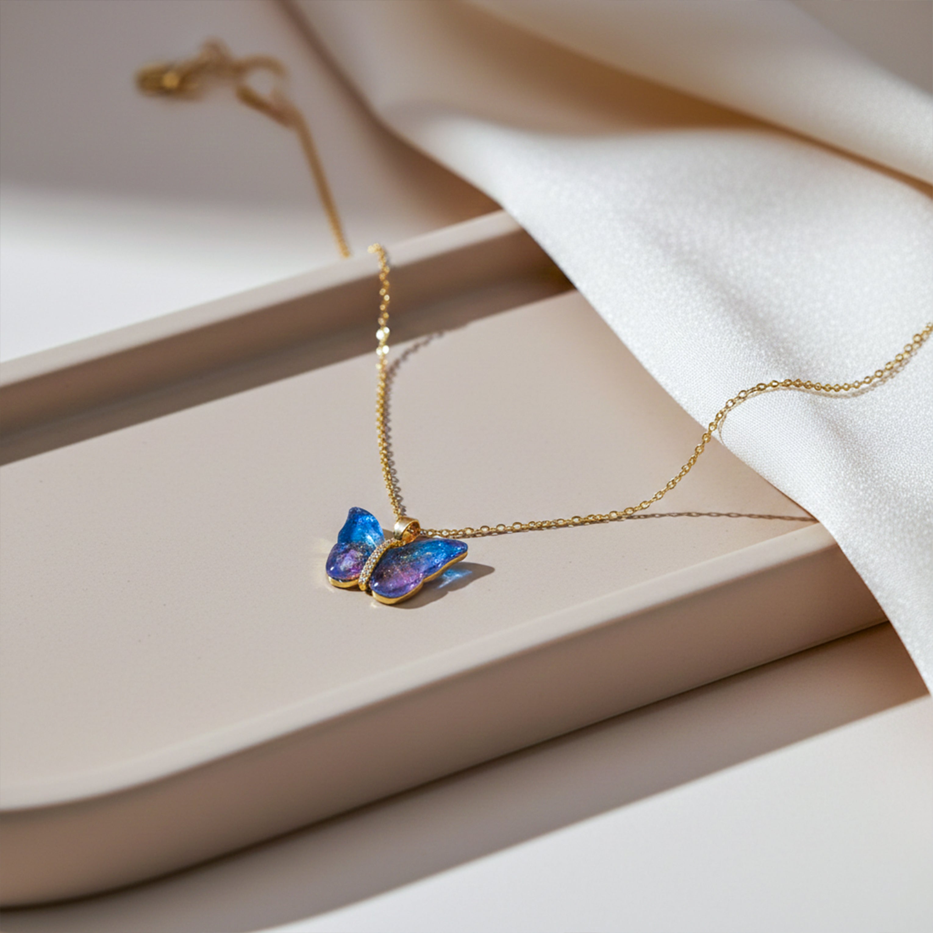 Aurora Butterfly Pendant Necklace in Gold Finish GWN -155