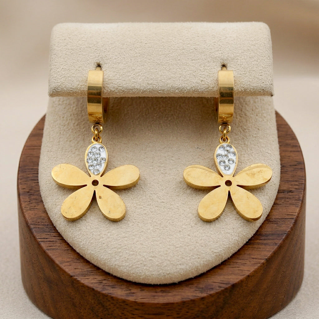 Golden Floral Drop Earrings GWE -79