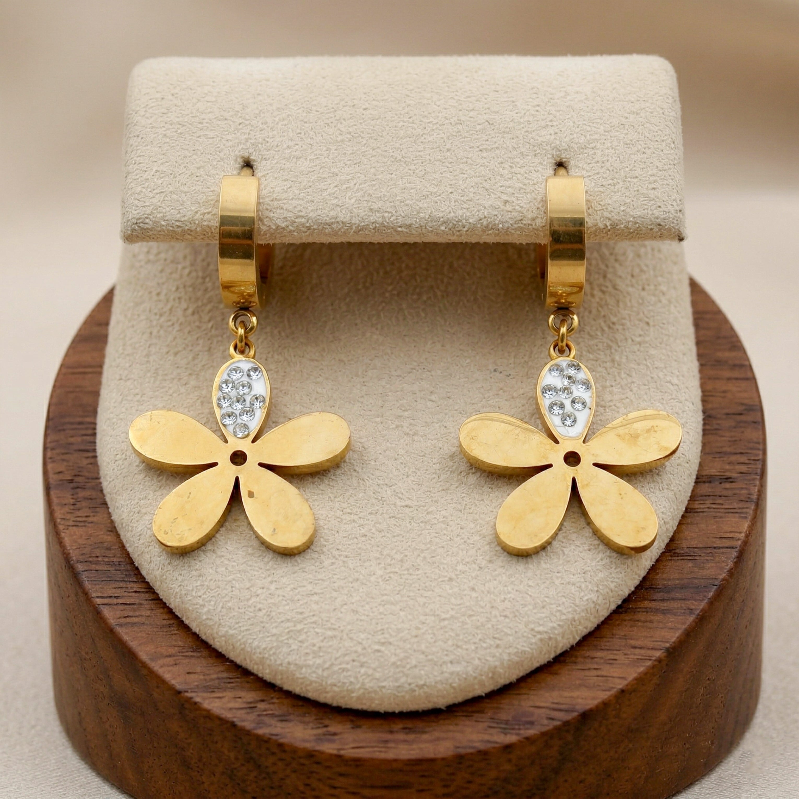 Golden Floral Drop Earrings GWE -79