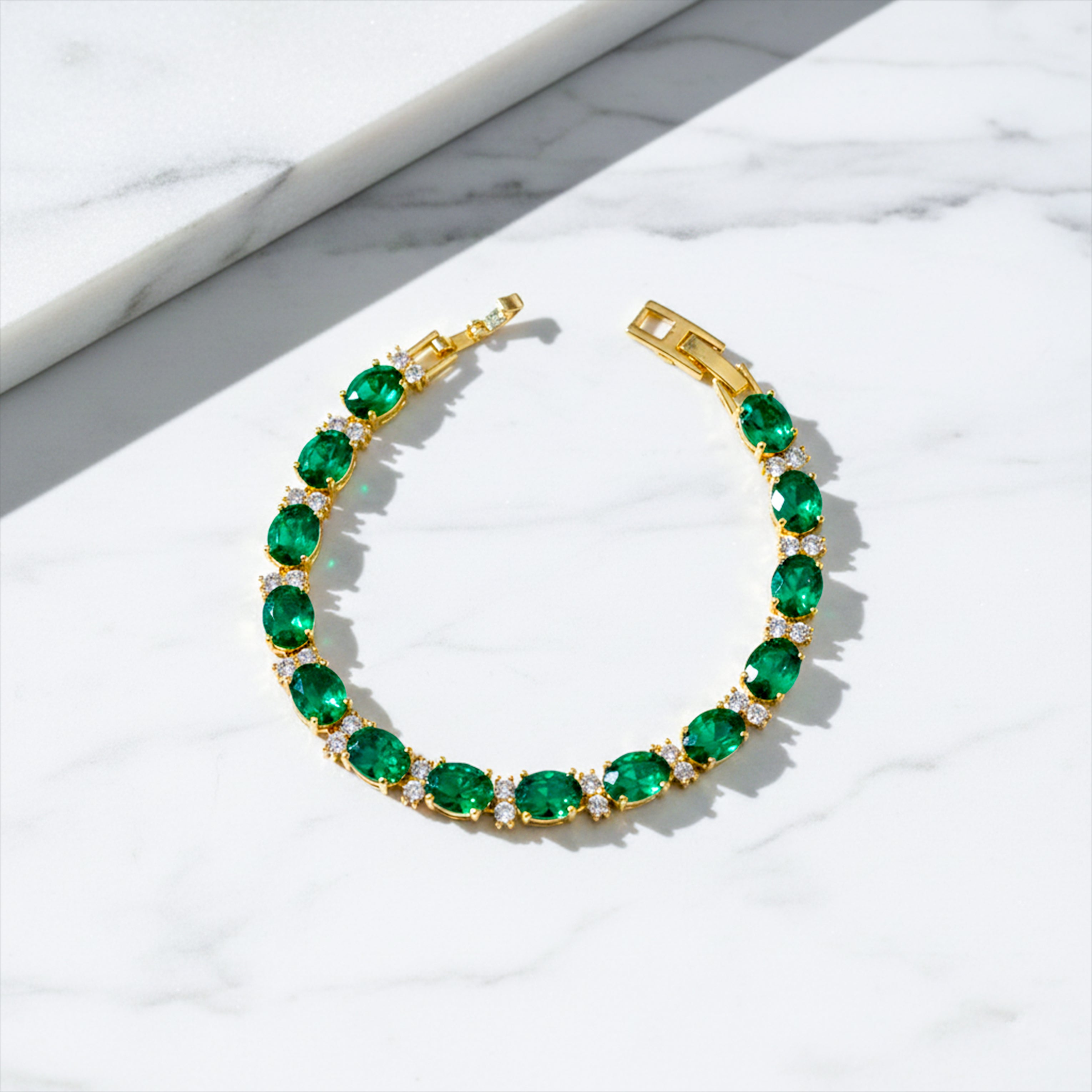 Emerald Green Oval Tennis Bracelet GWB -138