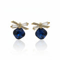 Royal Blue Crystal Bow Stud Earrings GWE -153
