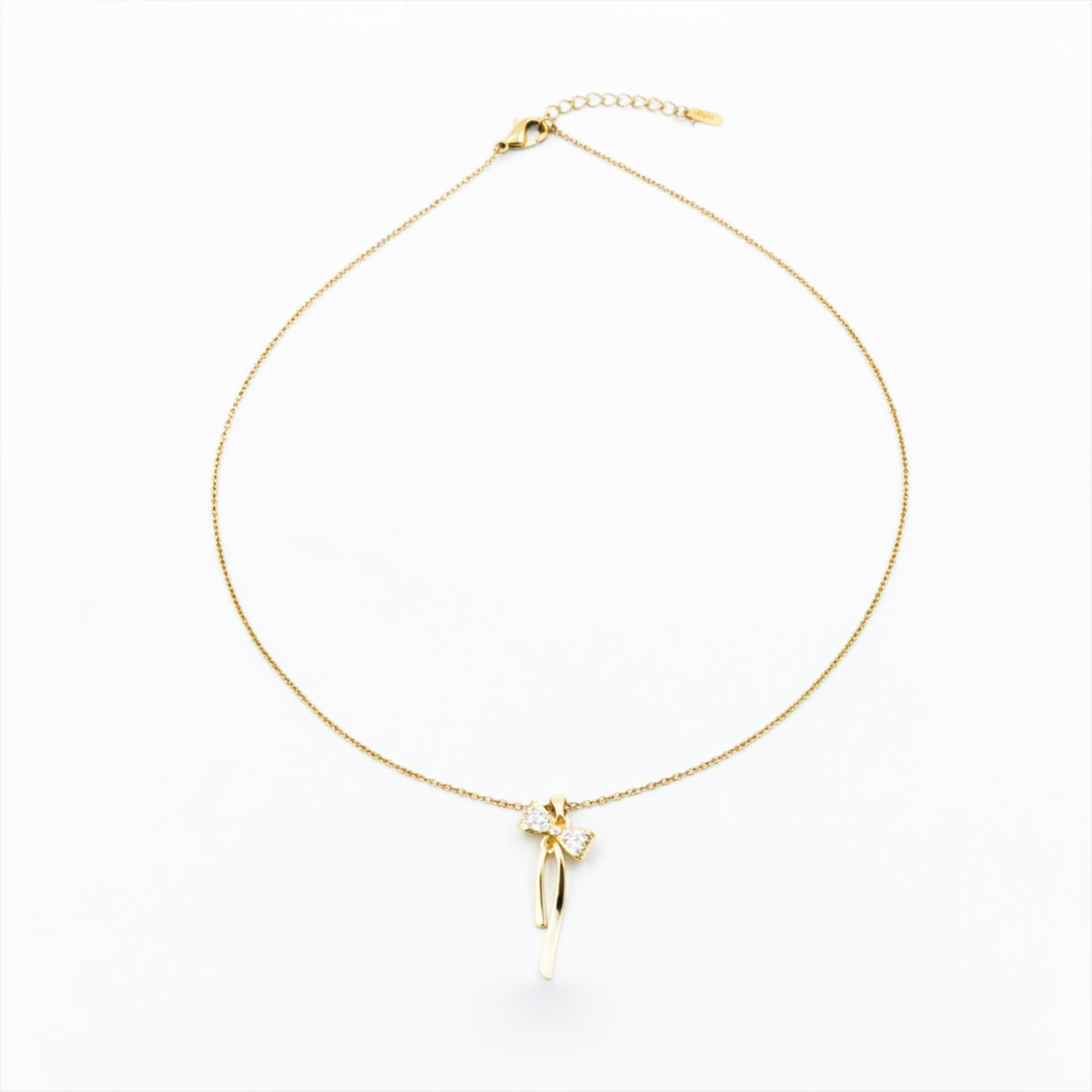 Golden Bow Drop Pendant Necklace GWN -88