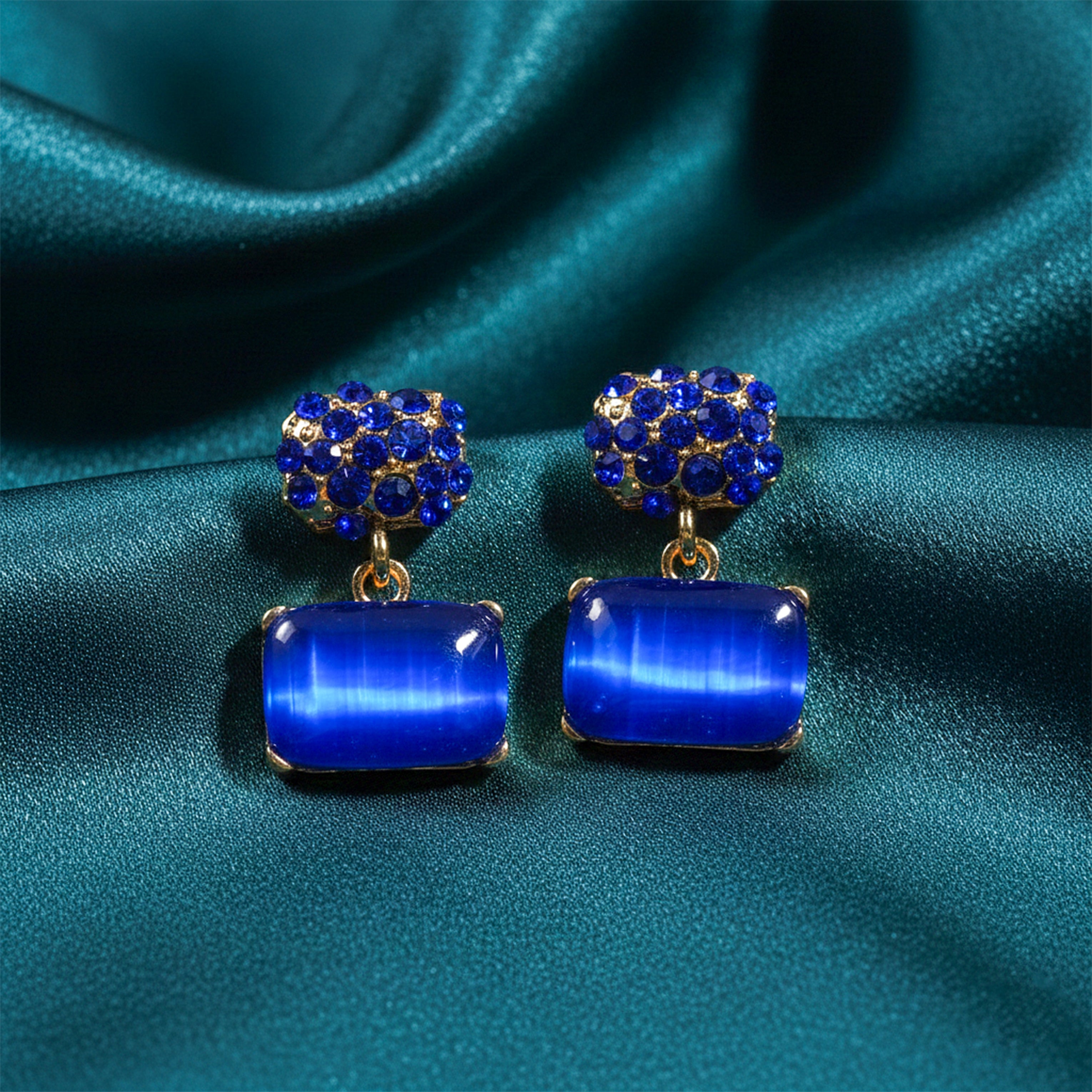 Royal Blue Crystal Earrings GWE-224