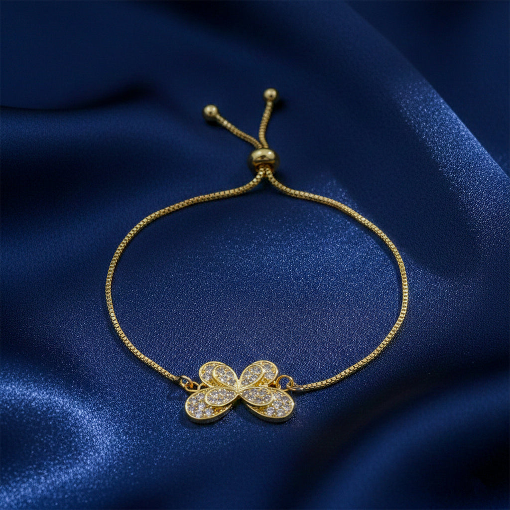 Gold CZ Butterfly Adjustable Bracelet GWB -162