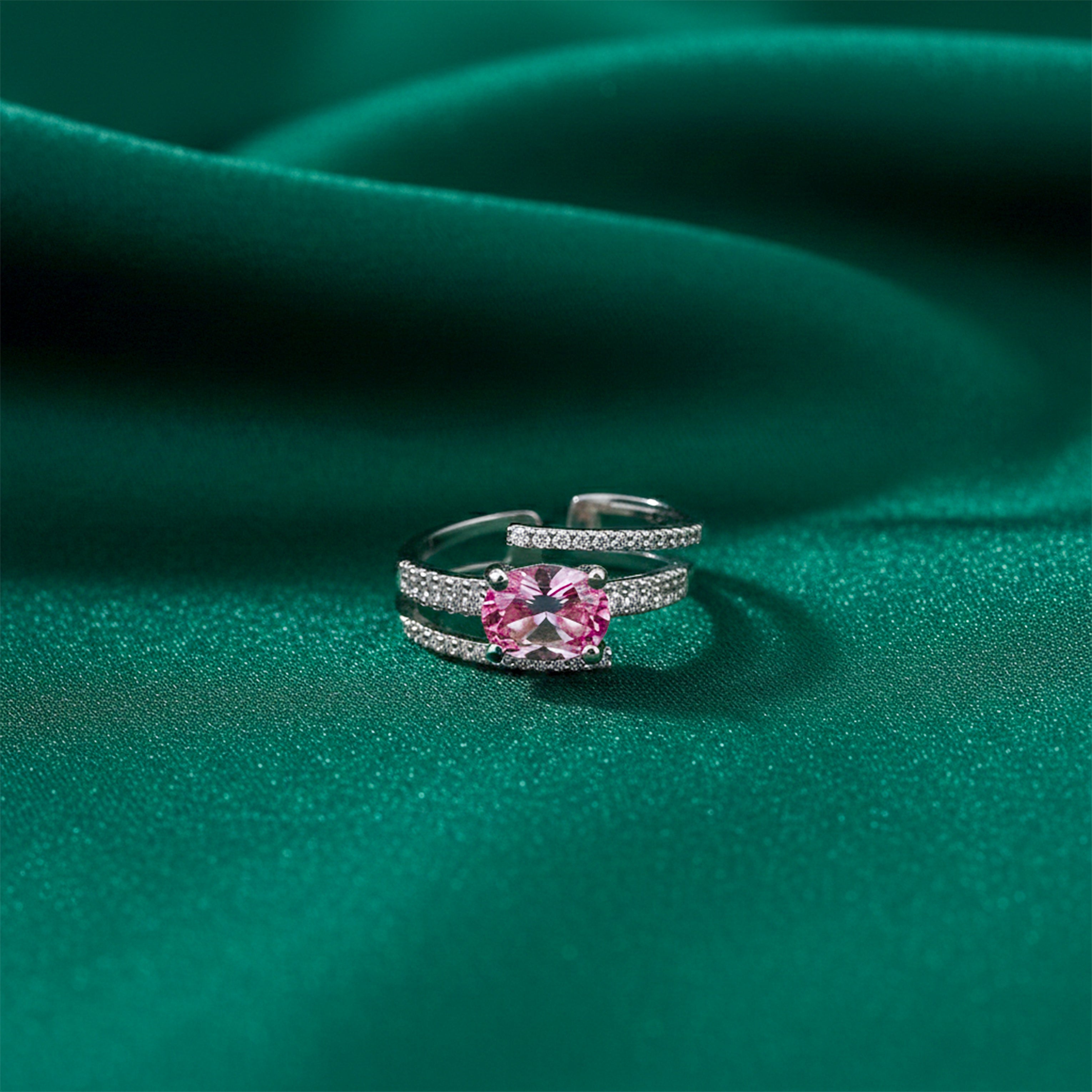 Silver Blush Solitaire Ring GWR -54