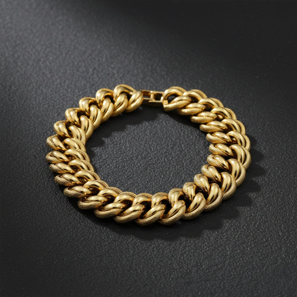 Men’s Gold-Tone Heavy Cuban Link Bracelet GMB -15
