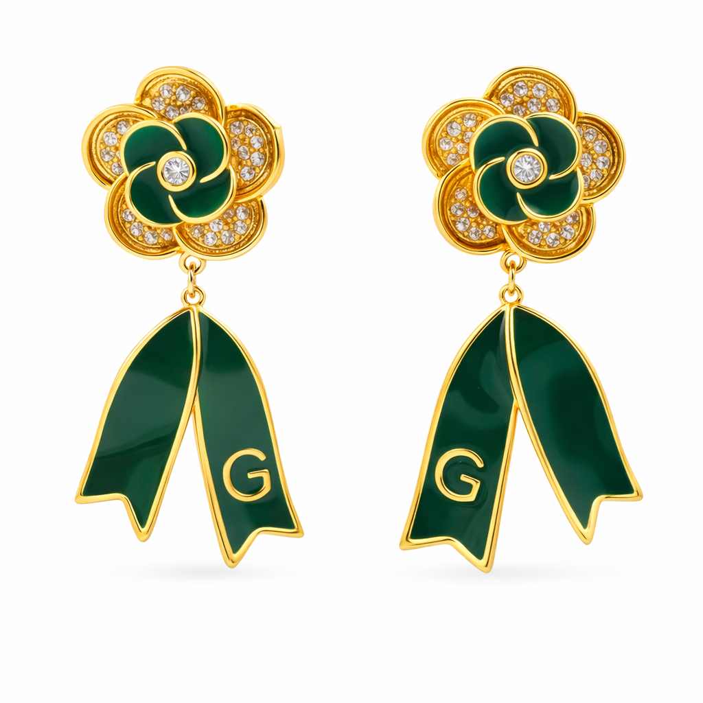 Emerald Bloom Drop Earrings GWE -60