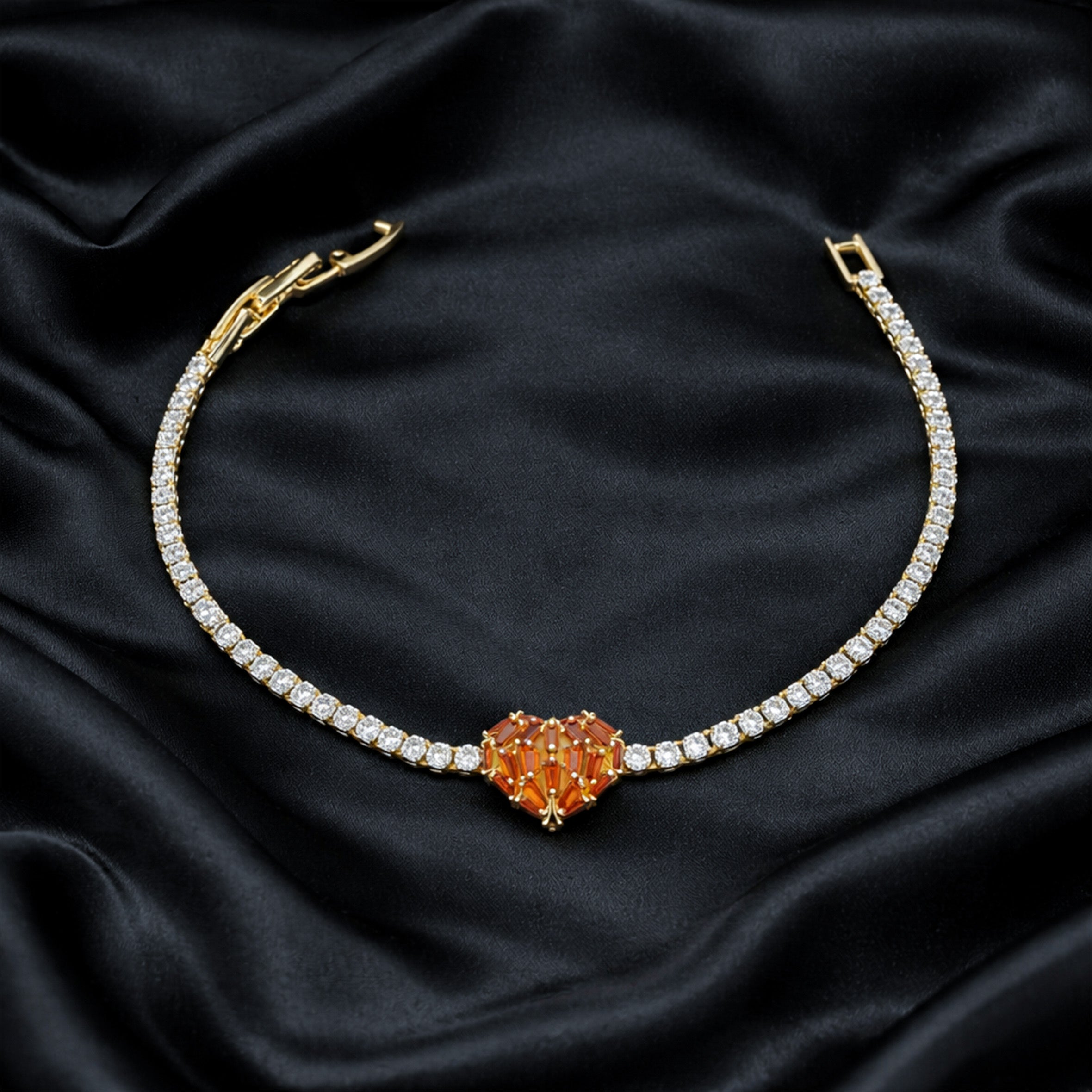 Golden Heart Tennis Bracelet GWB -99