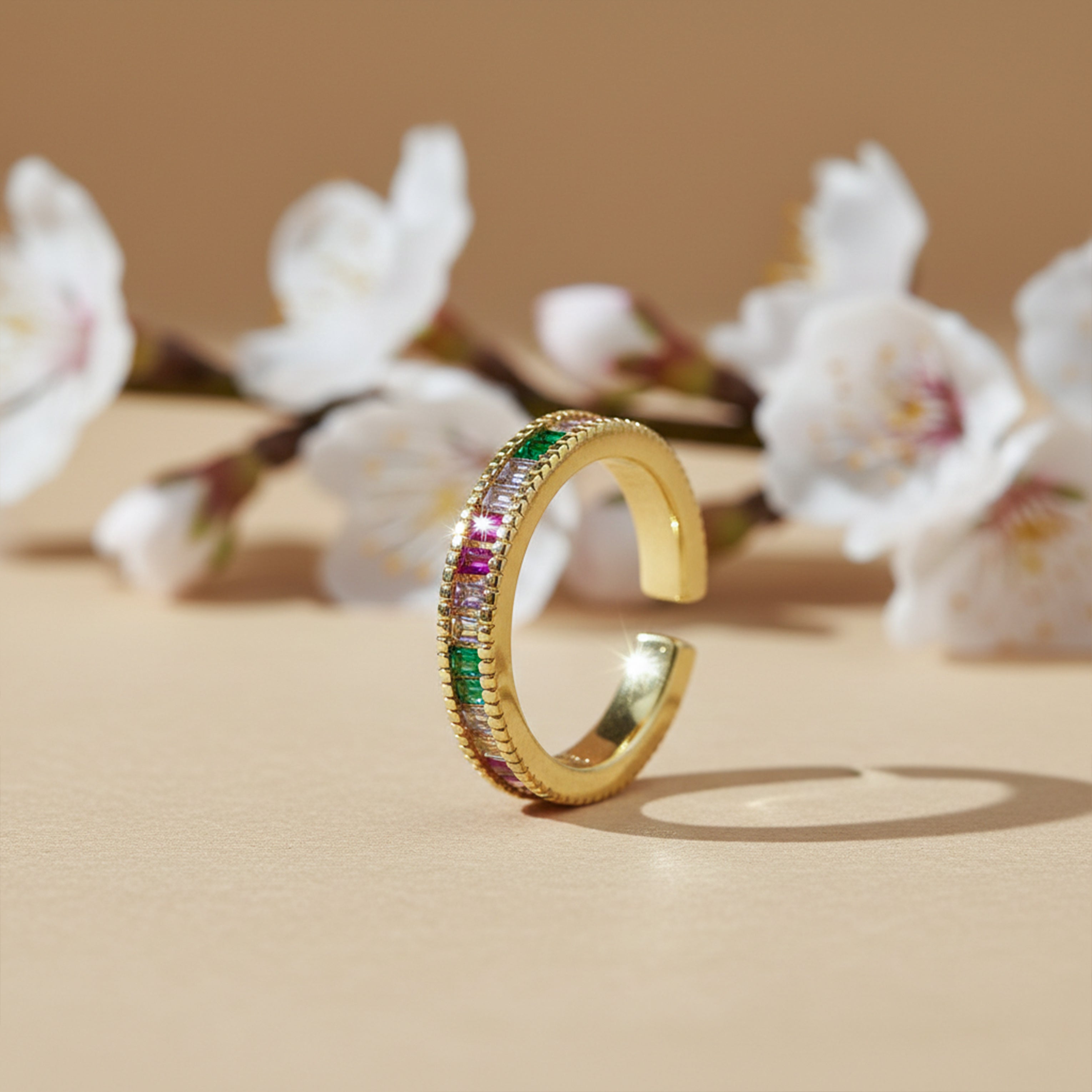 Golden Rainbow Charm Band Ring GWR -53