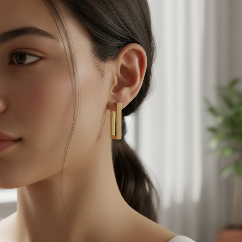 WibeStone Classic Square Stud Earrings – Timeless Minimal Elegance