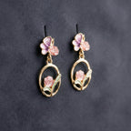 Butterfly & Rose Floral Drop Earrings GWE -177