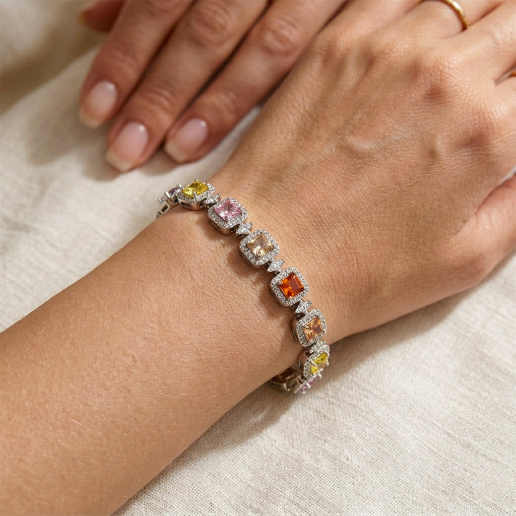 Multicolor Crystal Tennis Bracelet GWB -137