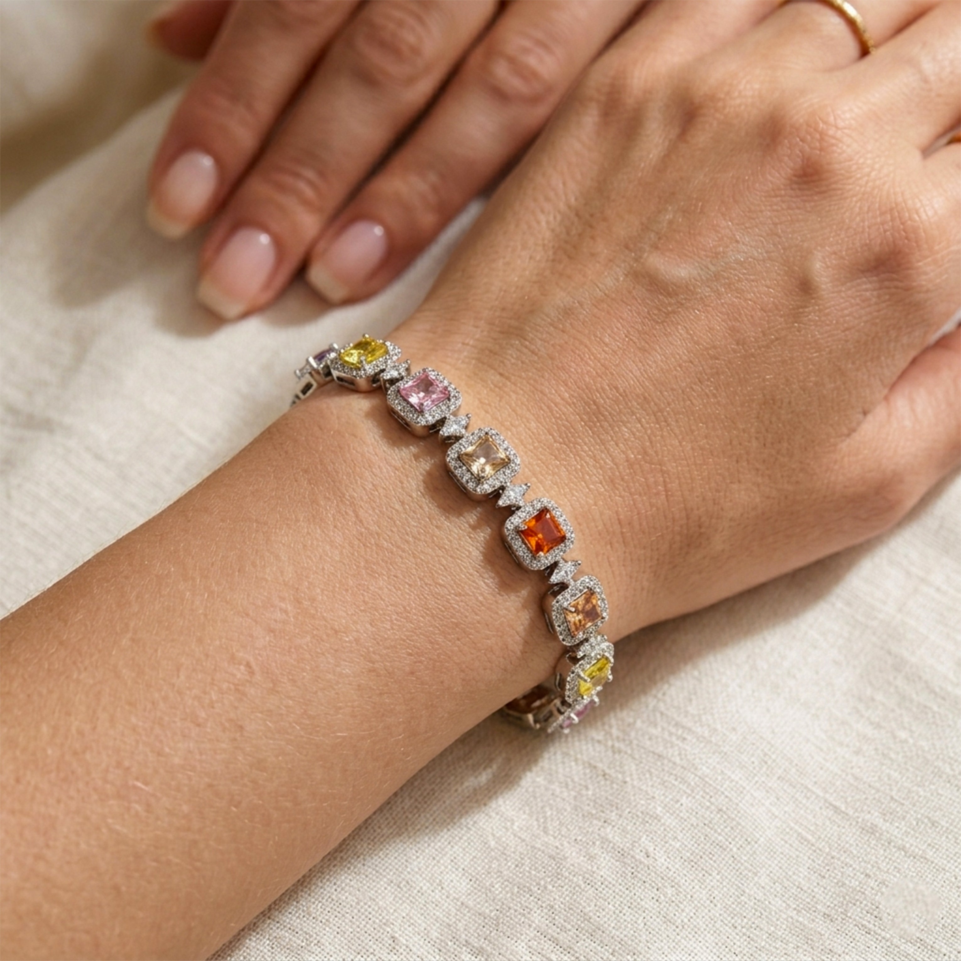 Multicolor Crystal Tennis Bracelet GWB -137