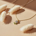olden Bloom Floral Pendant Necklace with Green Leaf Accents GWN -99