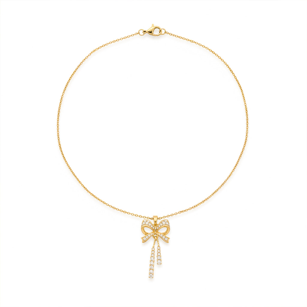 Golden Bow Tassel Pendant Necklace GWN -91