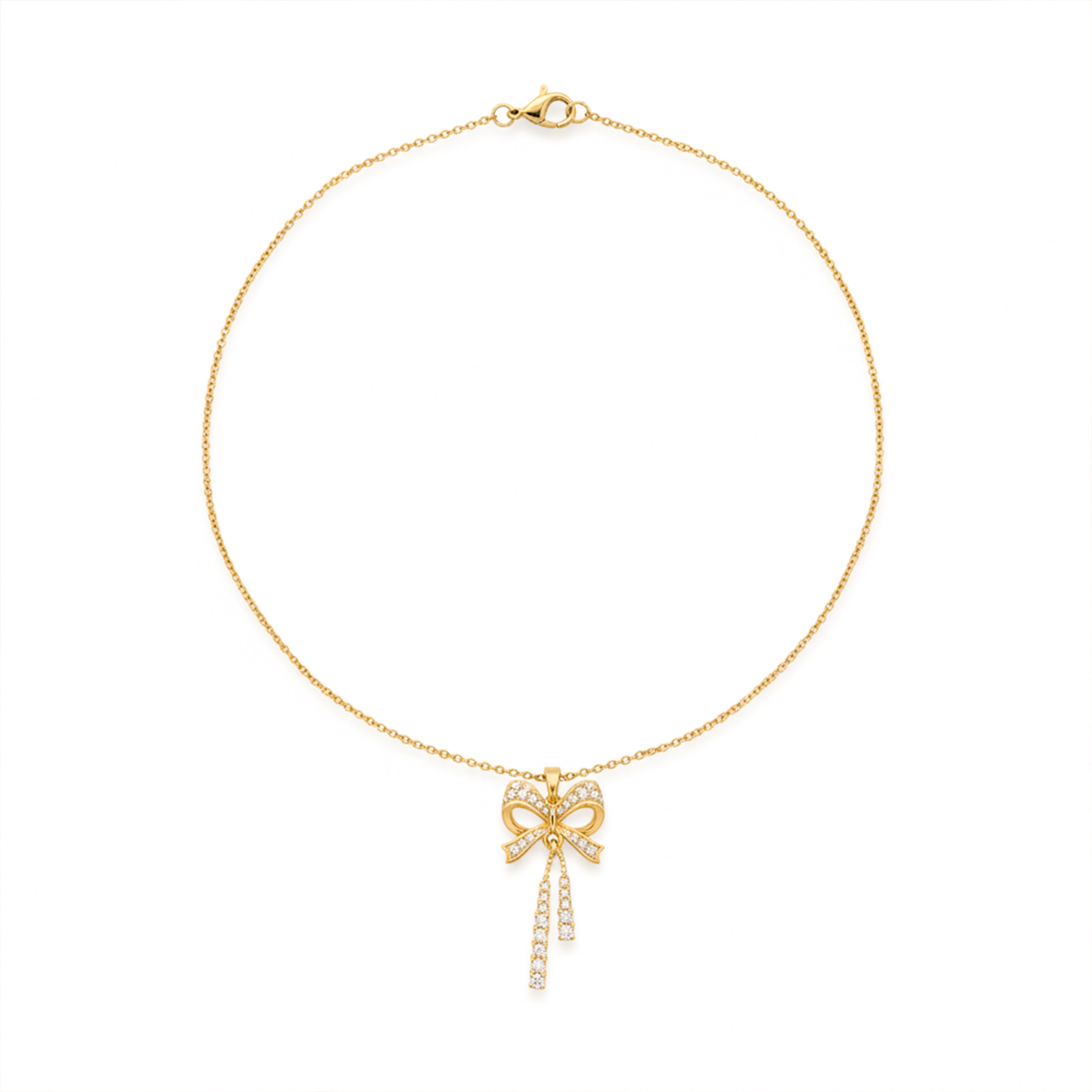 Golden Bow Tassel Pendant Necklace GWN -91