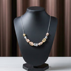 Trio Tone Sculpted Bead Necklace GWN -65