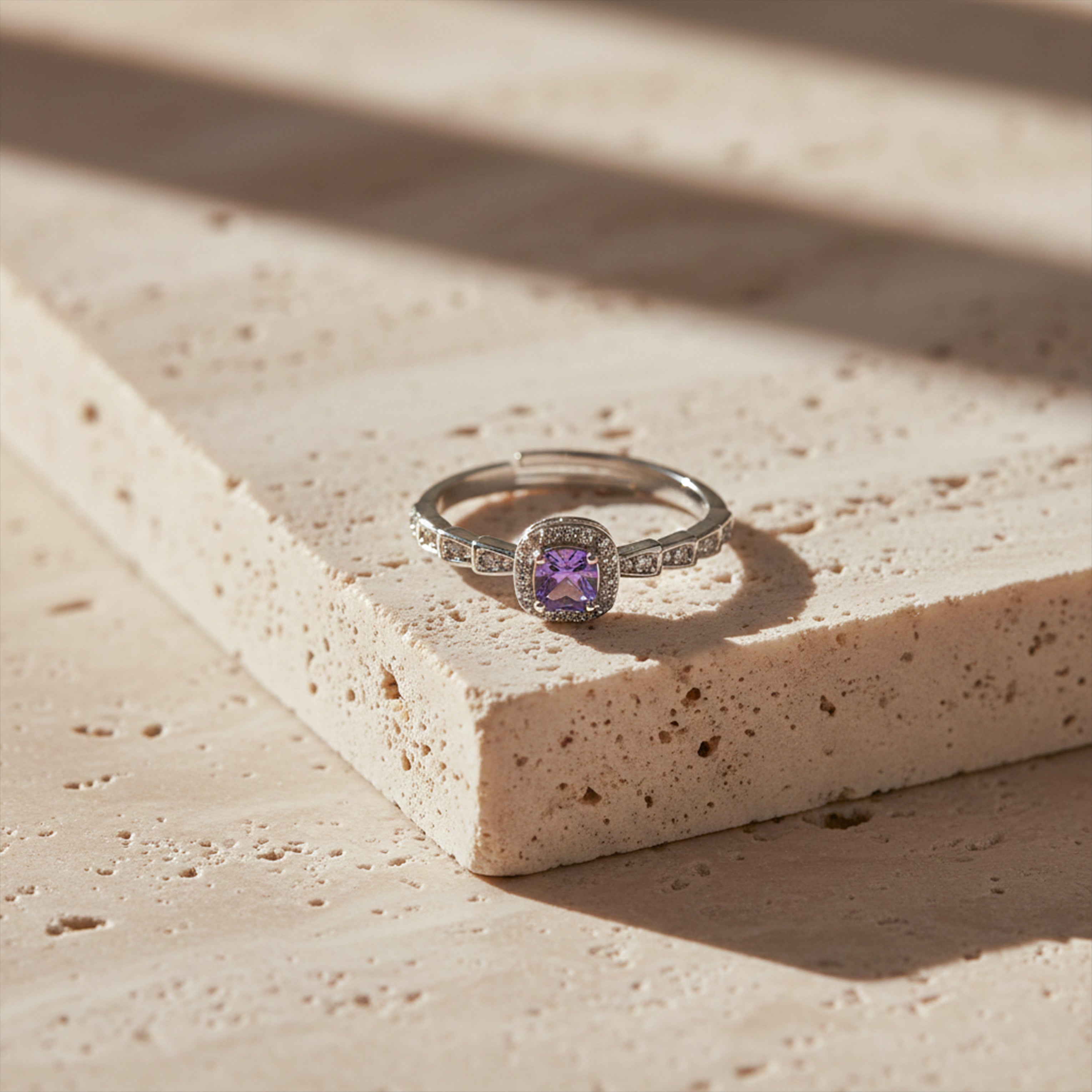 Lavender Halo Adjustable Ring GWR -41