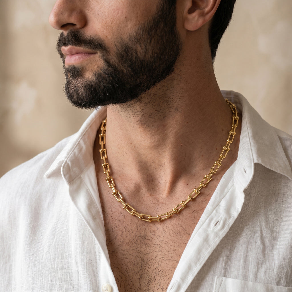 Men’s Gold Tone Beaded Link Chain GMC -23