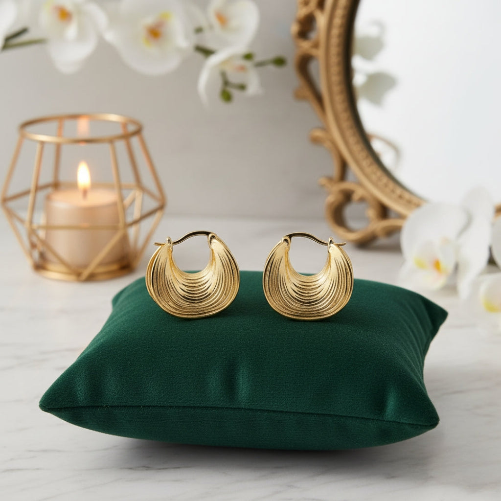 Waves  Gold Hoops Women Earring GWE -4