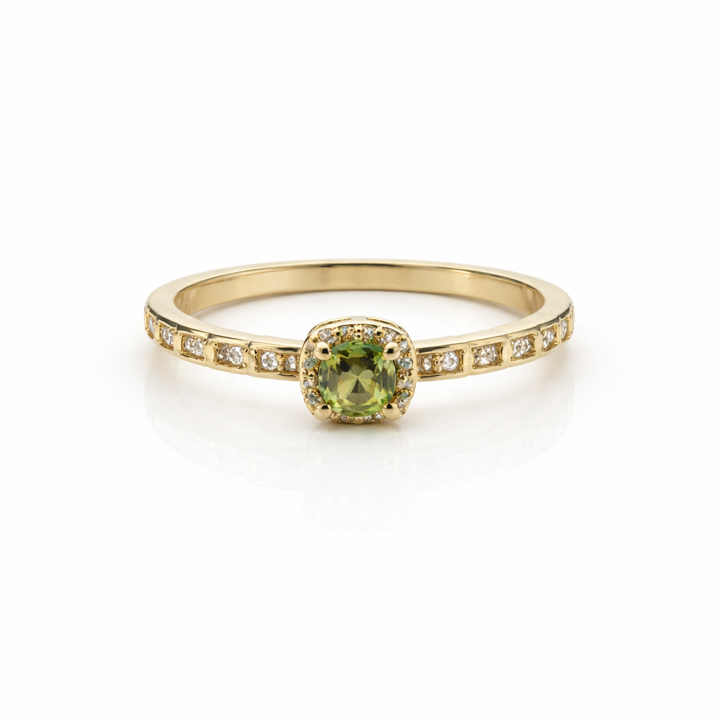 Golden Olive Halo Ring GWR -45