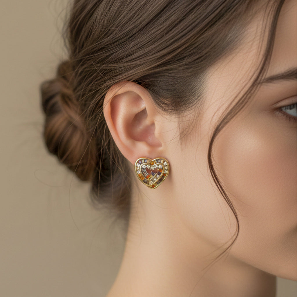 Multicolo Heart Stud Earrings GWE -123