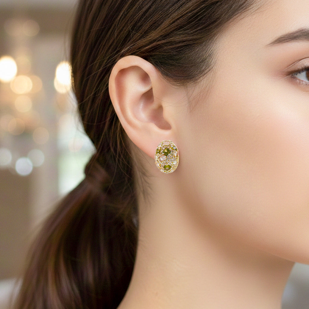 Spark Oval Stud Earrings GWE -124